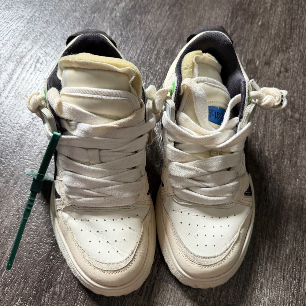 Off-White Mid Sponge Sneakers Unisex 37 White Black Chunky Luxury Streetwear